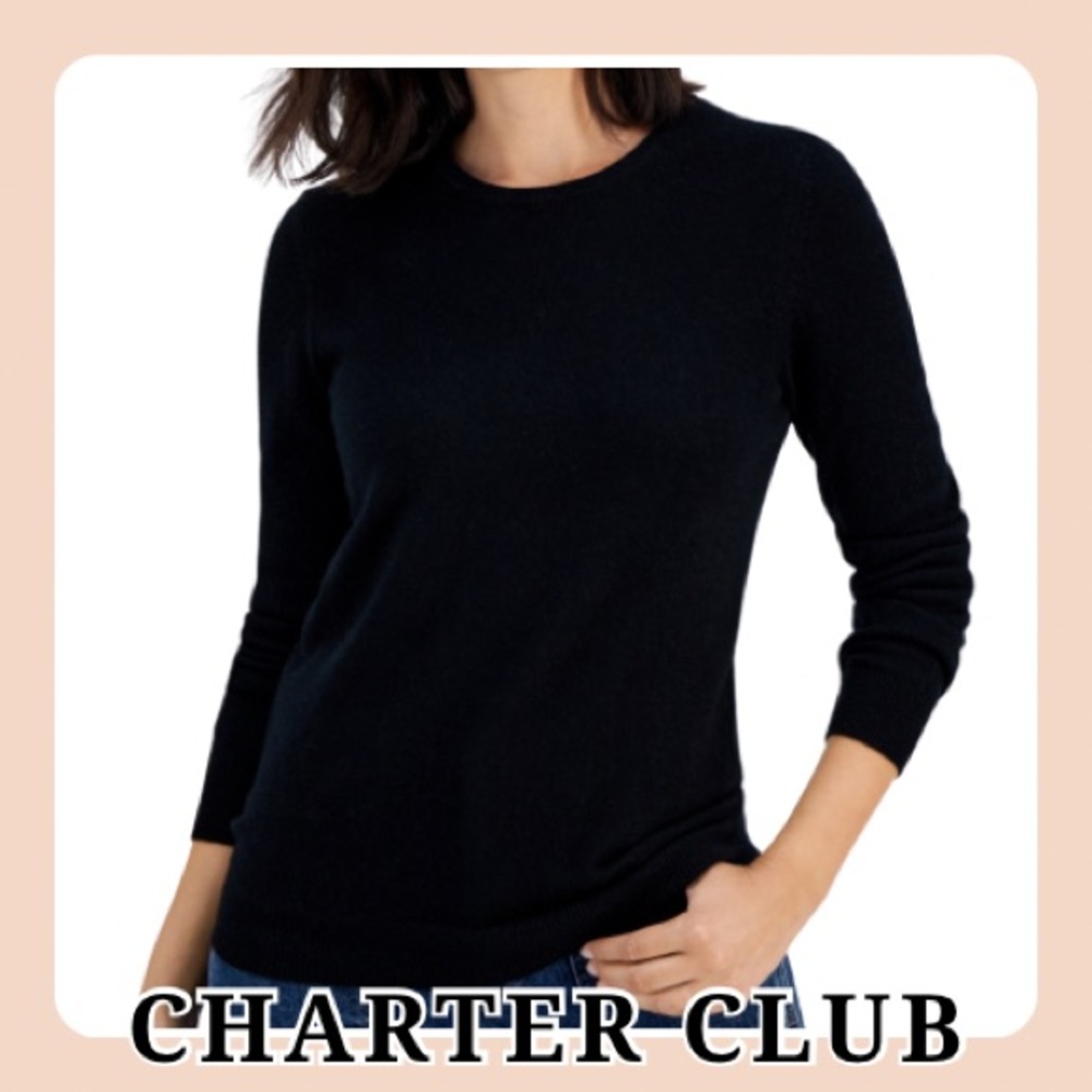 Charter Club Luxury | Cashmere Black Crew Neck Sweater